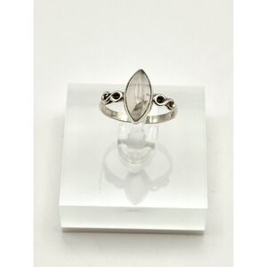 Dainty Marquise Rose Quartz Sterling Silver Handmade Ring Size 5.75
